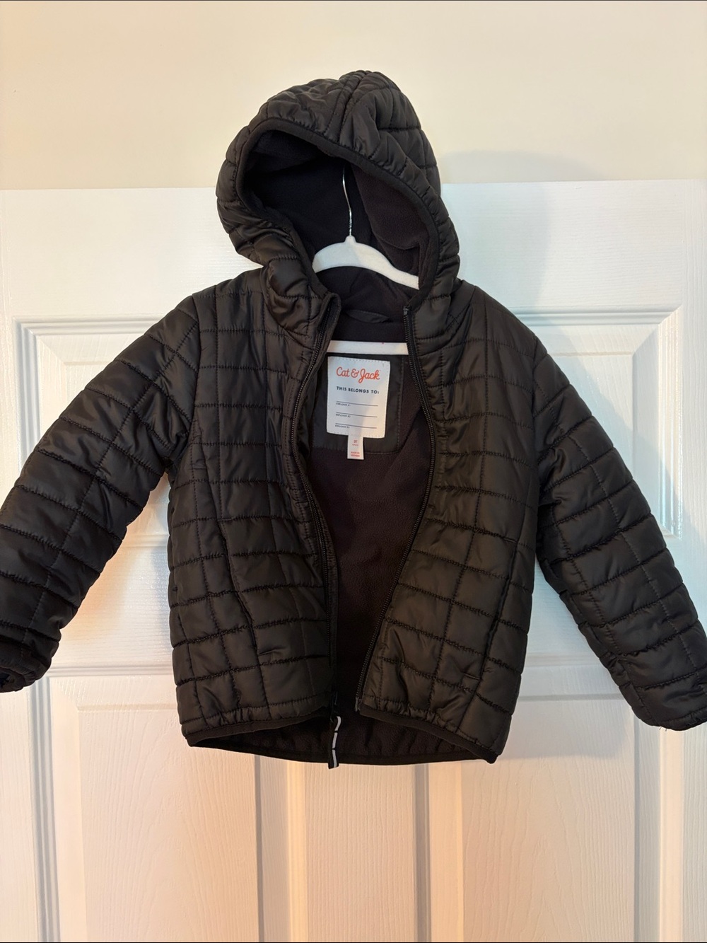 Cat & Jack Black Quilted Hooded Puffer Jacket